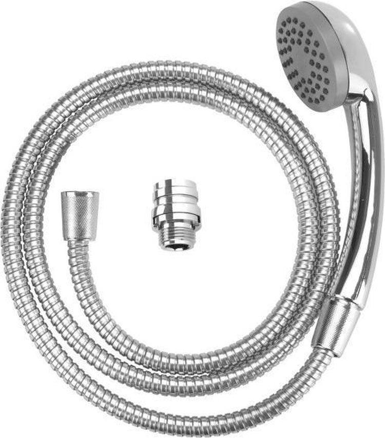 Wenko Handbrause mit Schlauch für Waschbecken Edelstahl Chrom - mit Anschlussadapter - Duschkopf