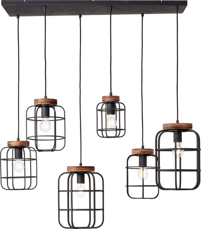 Brilliant Gwen – Hängelampe – E27 max. 6 x 40 W – schwarzes Holz