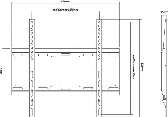 Ausrüstungsausrüstung 650310 Feste TV -Wandmontagehalterung [1x, 40 kg, 3255, 200x200 mm, 400x400 mm, schwarz]