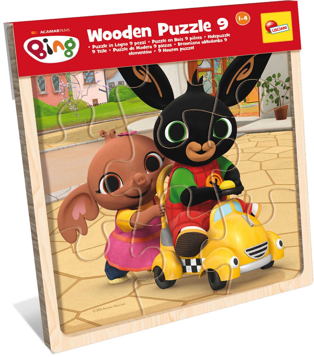 Lisciani Bing Holzpuzzle 9 im Display von 6