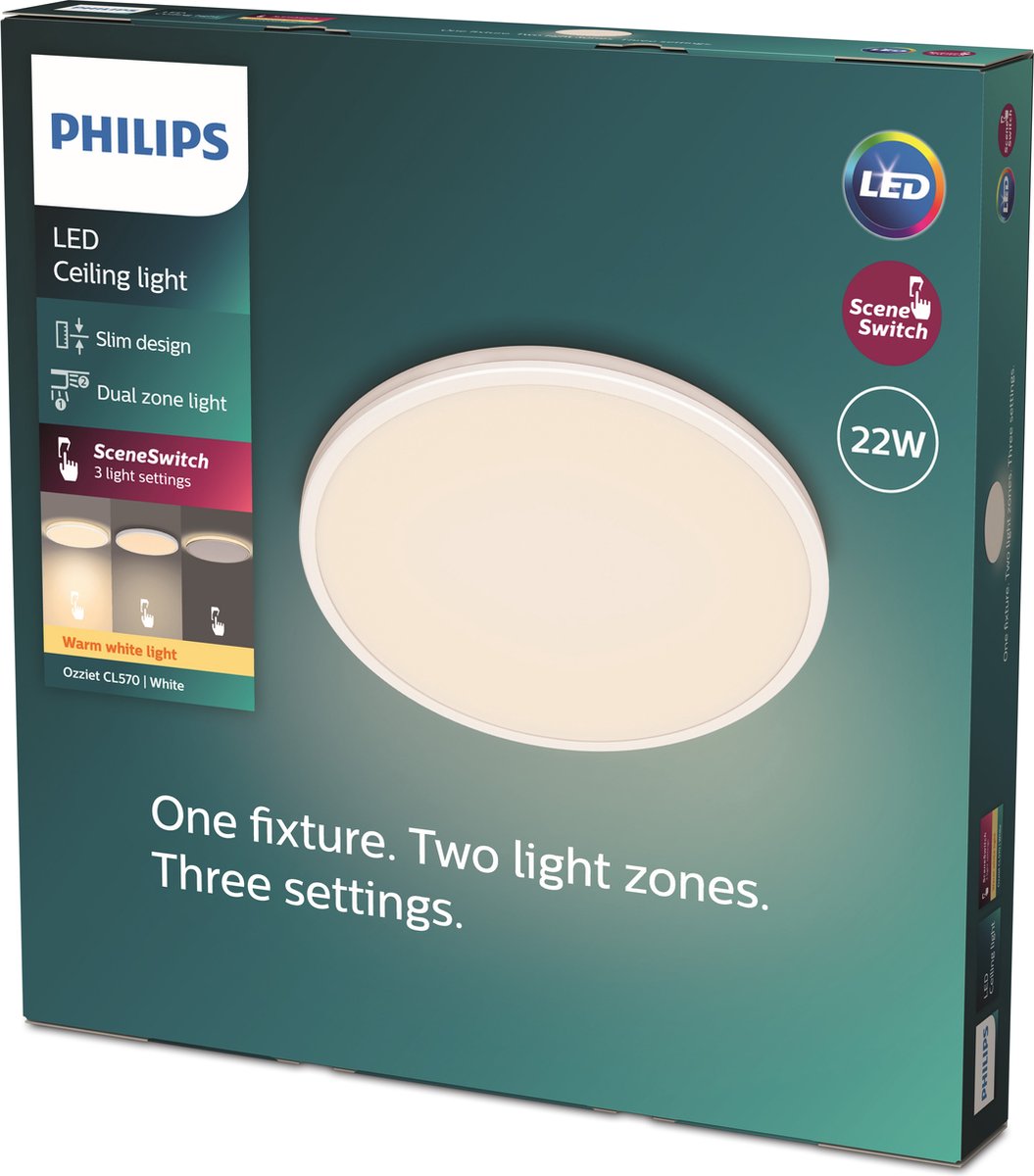 Philips LED Philips Ozziet Deckenleuchte – rund – weiß – 22 W 27 K