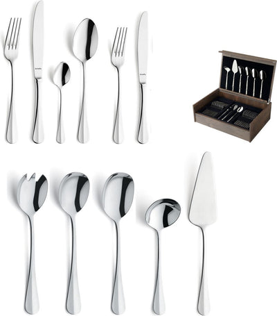 Amefa Baguette - 78-teiliges Besteckset - für 12 Personen - Hochglanz - silberfarben - in luxuriöser Holzbox