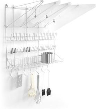 Hendi Wandregal für Spritzbeutel – 4 Vorsprünge – 31 Stützen – 7 Haken – Edelstahl – 500 x 360 x 560 mm