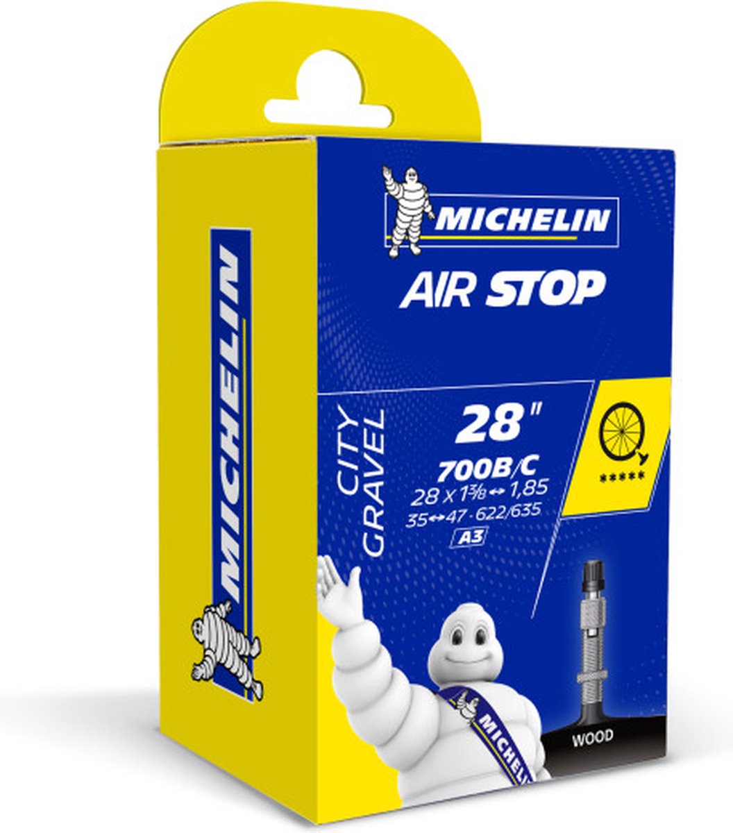 Michelin-Schlauch 28 Zoll – Airstop A3 – niederländisches (Dunlop-)Ventil – Ventillänge: 40 mm – ETRTO-Größe: 35 47-622 635