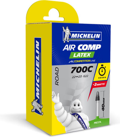 Michelin-Schlauch 28 Zoll – Aircomp-Latex A1 – Französisches (Presta-)Ventil – Ventillänge: 40 mm – ETRTO-Größe: 22 23-622
