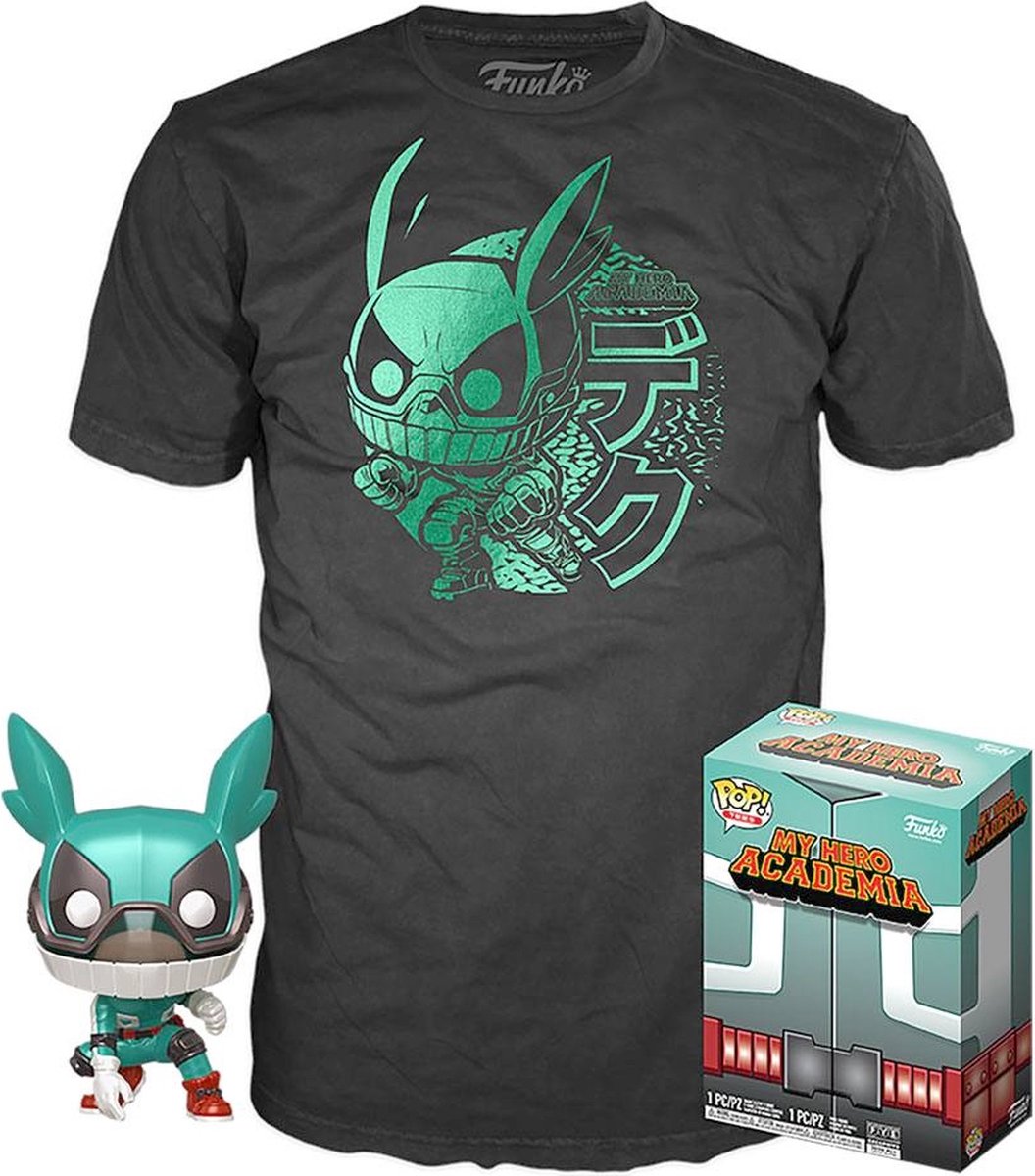 Funko, mein Held Academia – Pop! Tee Box Deku Sammelfigur T-Shirt-Set – S – Schwarz