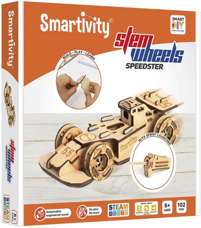 Smartivity mechanischer Wheel Racer Speedster – 3D-Bausatz-Werfer aus Holz – nachhaltiges Konstruktionsspielzeug-Modellbau – Geschenk für junge Erwachsene – ab 8 Jahren bis zu Erwachsenen