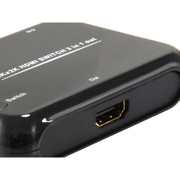 Ausrüstungsausrüstung 332721 HDMI Switch, 3x, HDMI1.4, Dolby True-HD, 7,1ch, Schwarz