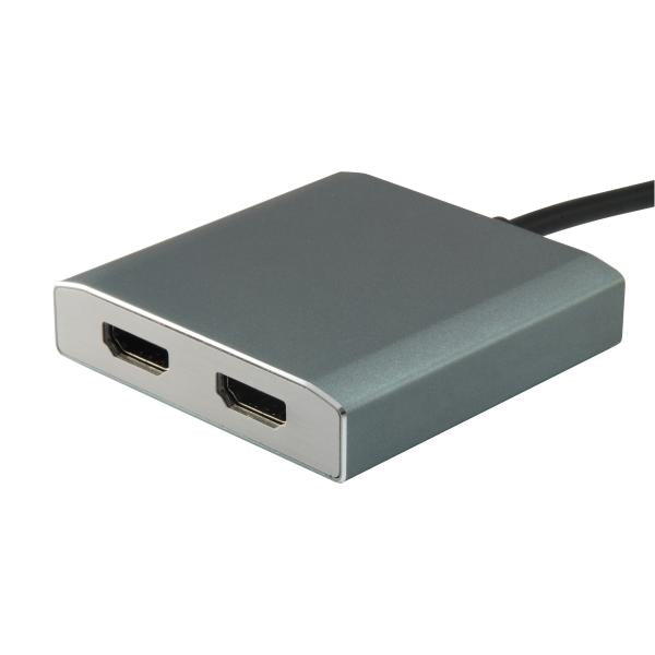 Ausrüstungsausrüstung 133464 USB -Typ C bis 2x HDMI Female Adapter, 2160p@30 Hz, USB3.1 Gen1, Gray