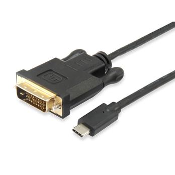 Ausrüstungsausrüstung 133468 USB-Typ-C zum DVI-D-Kabel, männlich, Straight, 1,8 m, Schwarz