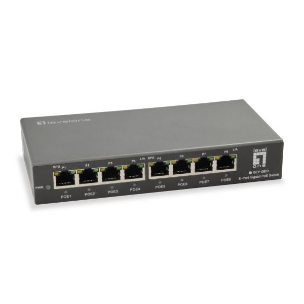 LevelOne LevelOne GEP-0823 8-Port Gigabit Poe Switch, 802.3at AF Poe, 120W