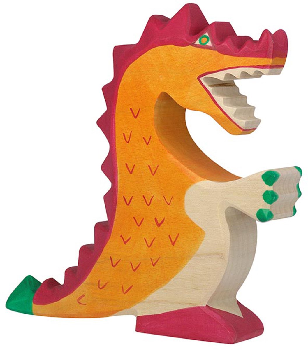 Holztiger Märchen und Ritter - Drache rot - 17x3x16cm - Holzfigur - handgefertigt