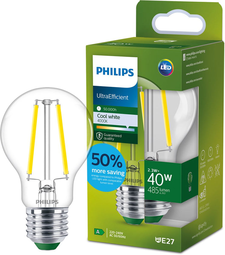 Philips LED Ultraeffiziente LED-Lampe von Philips – 75 W – E27-Fassung – warmweißes Licht: 2700 K – dimmbar – klares Glas – A60-Lampenform – lange Lebensdauer