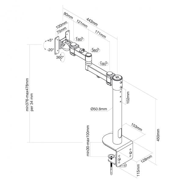 Neomounts Neomounts FPMA-D960BlackPlus Flat Screen Schreibtischhalterung (Klemme) hohe Kapazität 10 49 Zoll, 2