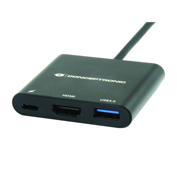 Conceptronic Concepttronic Donn01b Donn USB-C an HDMI-Adapter, USB 3.2 Gen 1 (3.1 Gen 1) Typ-A C, HDMI, Schwarz