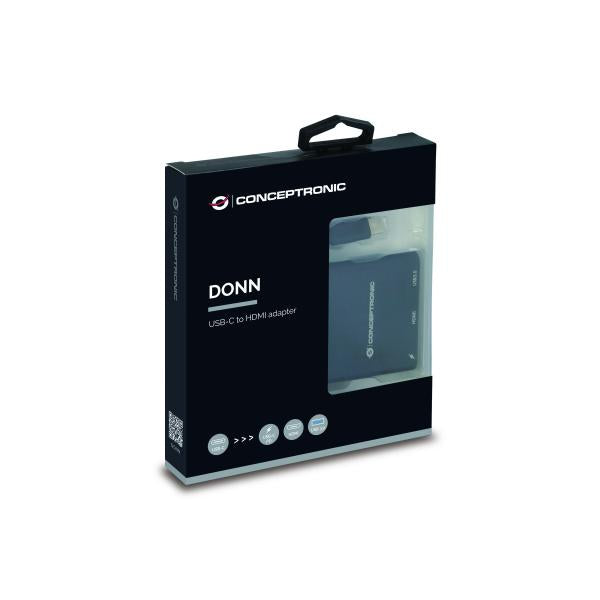 Conceptronic Concepttronic Donn01b Donn USB-C an HDMI-Adapter, USB 3.2 Gen 1 (3.1 Gen 1) Typ-A C, HDMI, Schwarz