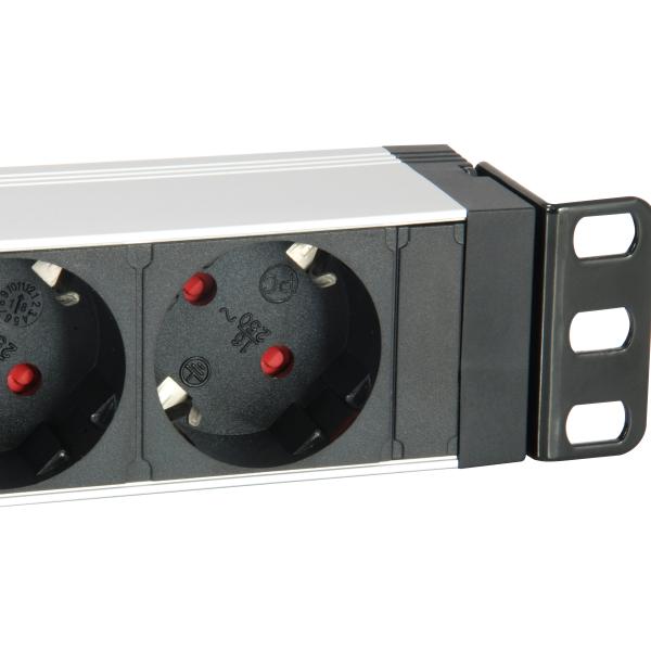 Ausrüstungsausrüstung 333309 7-Outlet Deutsche Verteilungseinheit W Surgeschutz+Schalter, Typ F, 1,5 mm²