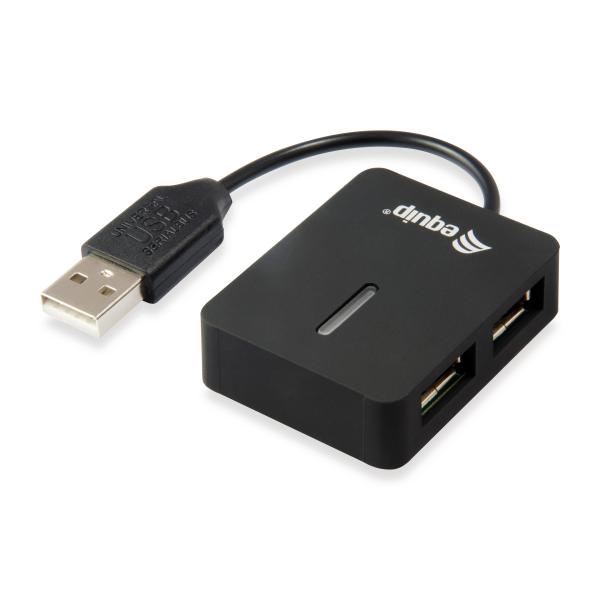 Ausrüstungsausrüstung 128952, 4-Port-Reise-USB-Hub, USB 2,0, 480 Mbit, Plastik, Schwarz