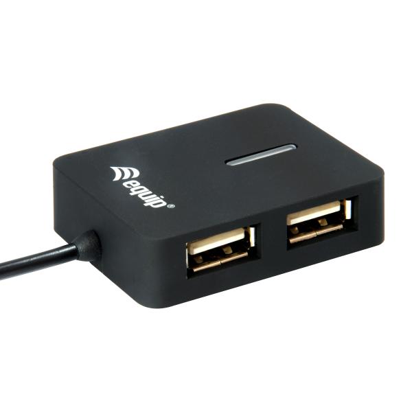 Ausrüstungsausrüstung 128952, 4-Port-Reise-USB-Hub, USB 2,0, 480 Mbit, Plastik, Schwarz