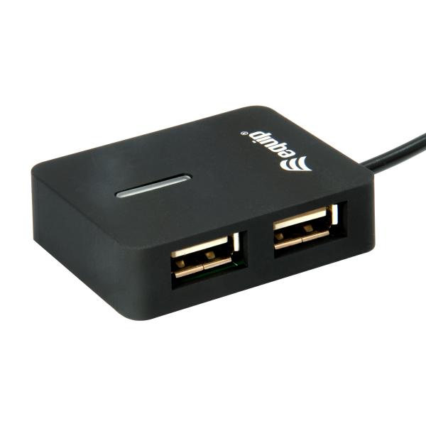 Ausrüstungsausrüstung 128952, 4-Port-Reise-USB-Hub, USB 2,0, 480 Mbit, Plastik, Schwarz