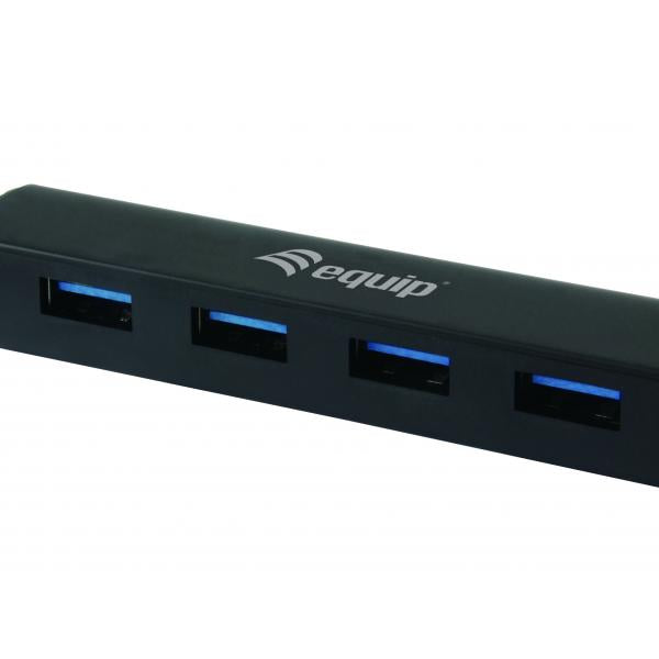 Ausrüstungsausrüstung 128953, 4-Port-USB-Hub, USB 3.2 Gen 1 Typ-A, 5000 Mbits, Schwarz