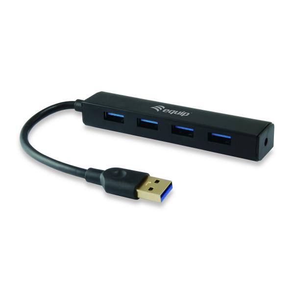 Ausrüstungsausrüstung 128953, 4-Port-USB-Hub, USB 3.2 Gen 1 Typ-A, 5000 Mbits, Schwarz