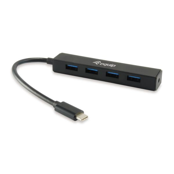 Ausrüstungsausrüstung 128954 4-Port-USB-Hub, USB 3.2 Gen 1 Typ-C-> USB 3.2 Gen 1 Typ-A, 5000 Mbit S, Schwarz