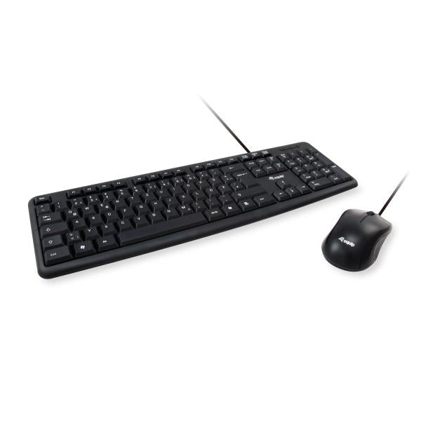 Ausrüstungsausrüstung 245200 Kabeltastatur- und Maus -Combo -Deutschland -Layout, USB, QWERTY, 105 Taste, 1000 DPI, Schwarz