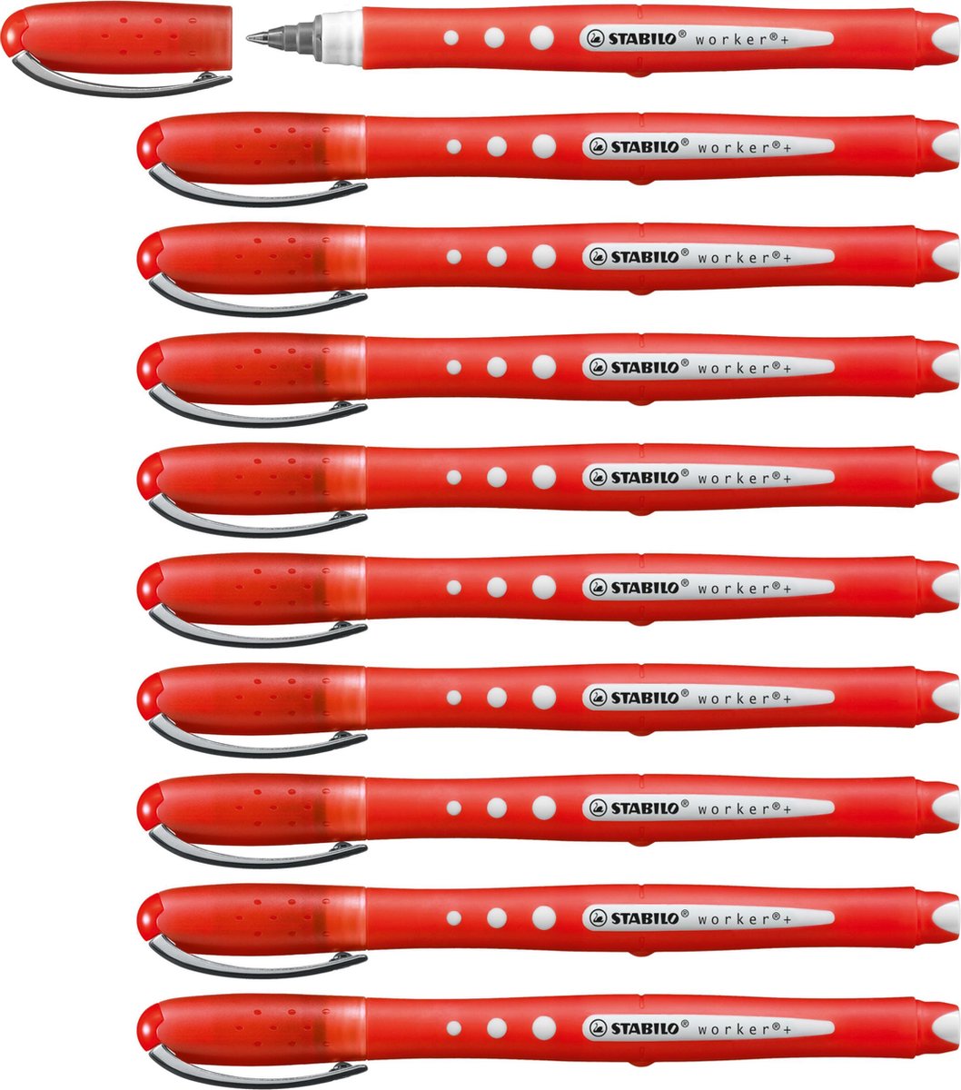 Stabilo worker+ bunt - Tintenroller 0,5 mm - rot - Karton à 10 Stück