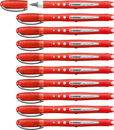 Stabilo worker+ bunt - Tintenroller 0,5 mm - rot - Karton à 10 Stück