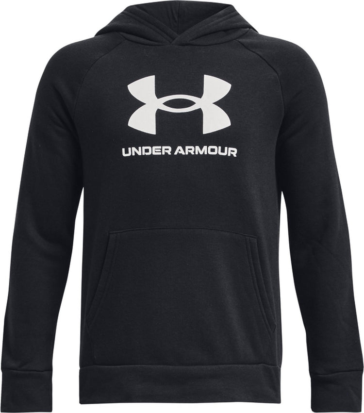 Under Armour UA Rival Fleece BL Hoodie Unisex Sportpullover – Schwarz – Weiß