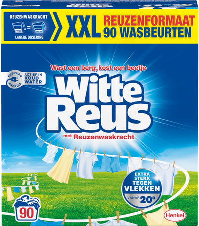Weißes Riesenwaschmittel in Pulverform – Weiße Wäsche – 90 Waschgänge – Großpackung