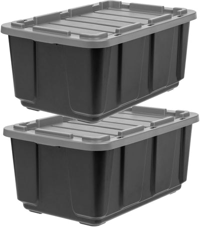 Iris Utility-Aufbewahrungsbox – 100 l – extra stark – stapelbar – mit Deckel – Kunststoff – schwarzgrau – 2er-Set