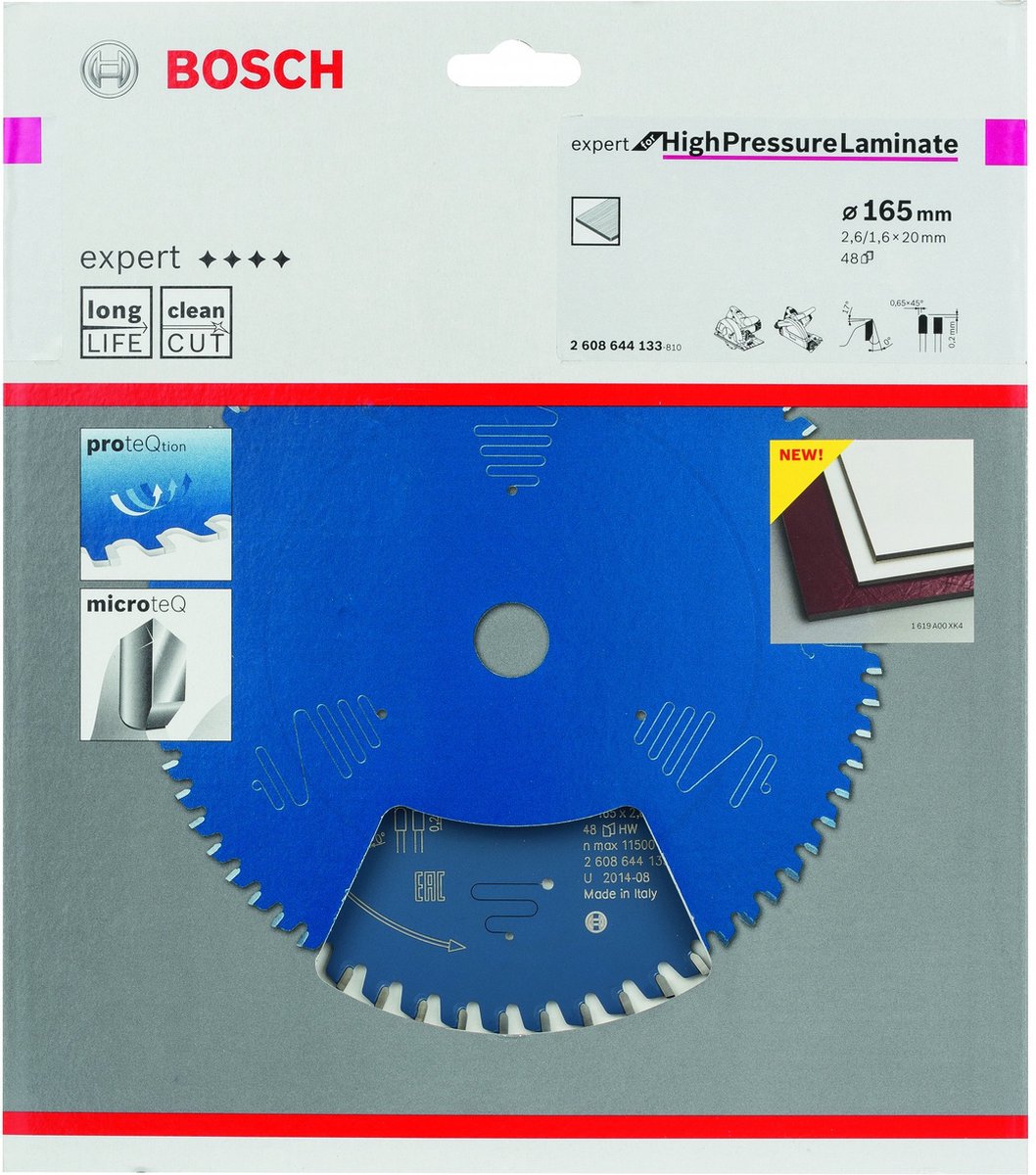 Bosch Zubehör Kreissägeblatt Expert für Hochdrucklaminat (Trespa) 165x20x2,6 1,6x48t - 2608644133