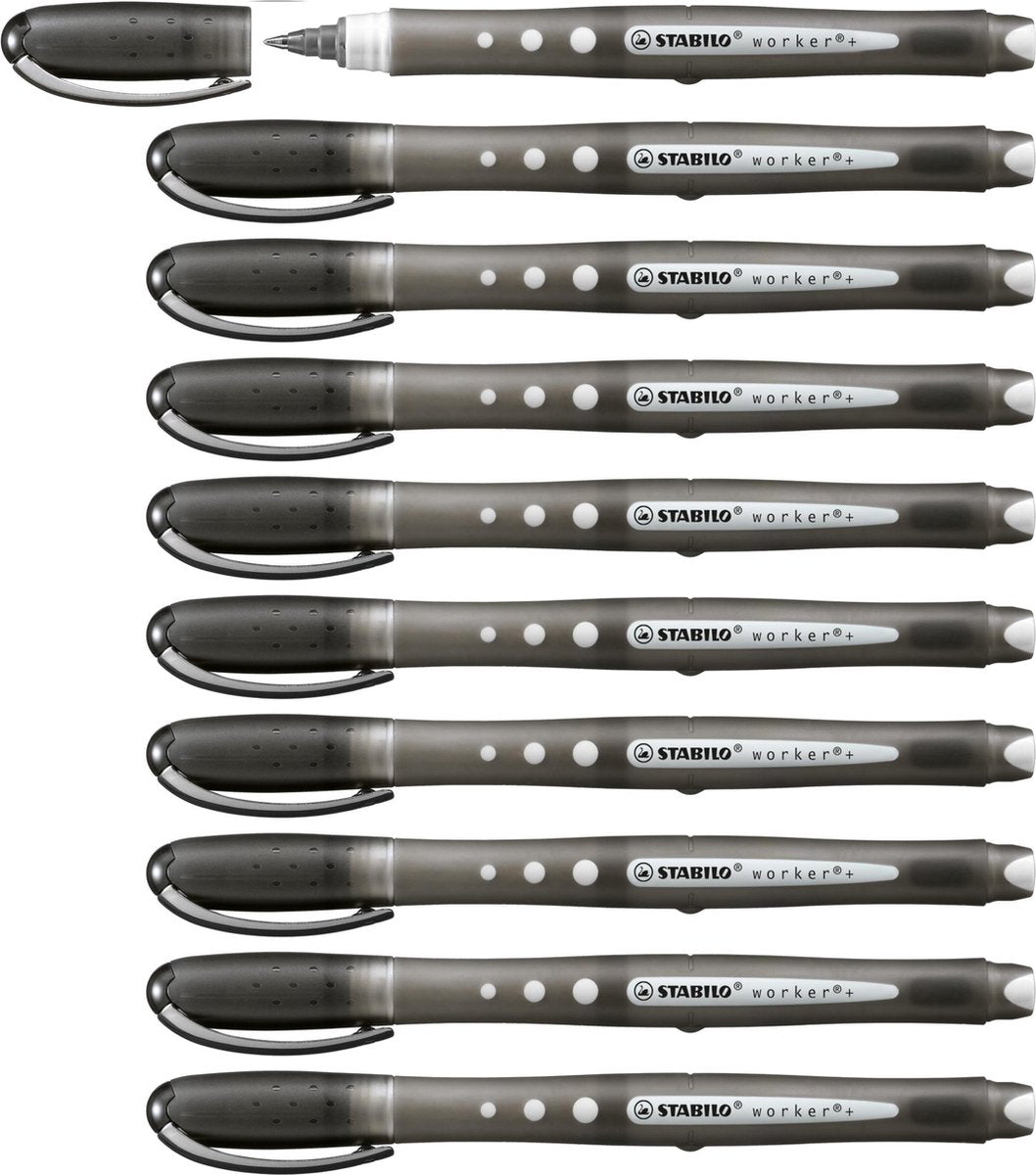 Stabilo worker+ bunt - Tintenroller 0,5 mm - Schwarz - Karton à 10 Stück