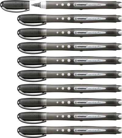 Stabilo worker+ bunt - Tintenroller 0,5 mm - Schwarz - Karton à 10 Stück
