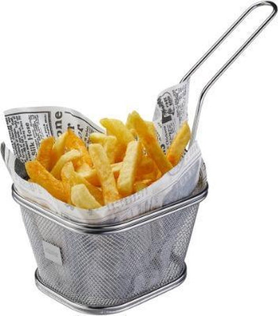 Gefu BBQ Mini-Servierkorb groß 25,1 x 11,2 cm – Edelstahl – für Pommes, Snacks und Grillgerichte