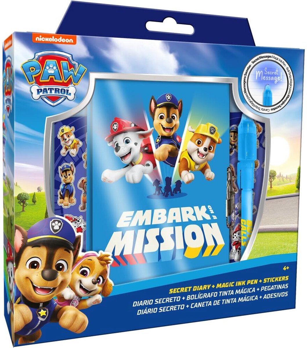 Geheimes Paw Patrol-Tagebuch + Zauberstift – | 23 x 22 x 3 cm