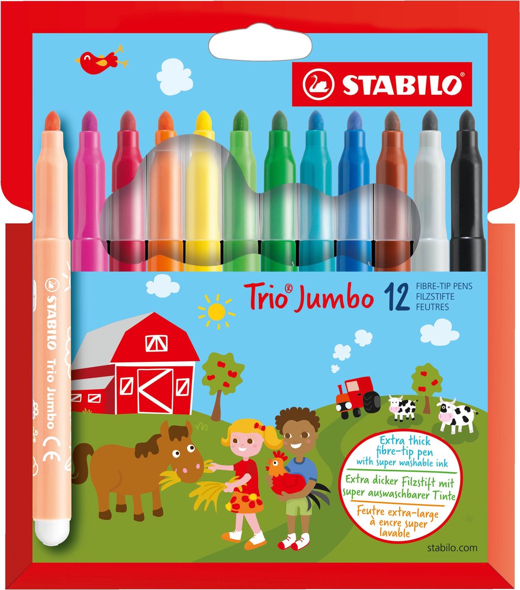 Stabilo Trio Jumbo Viltstifts, 12st.