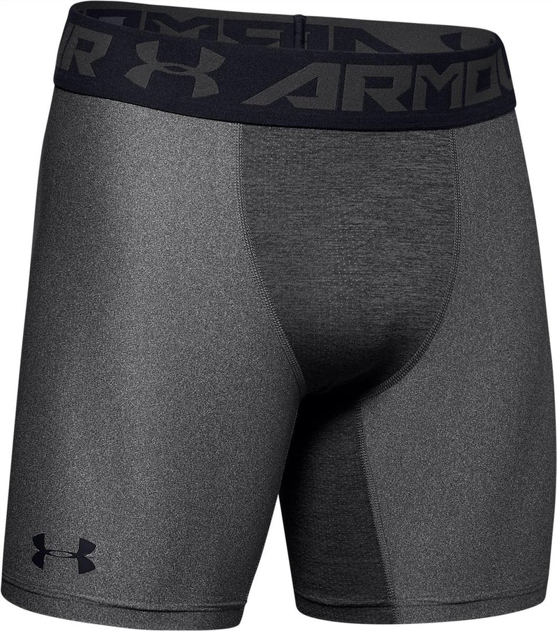 Under Armour UA HG Armour Shorts – Graue Herren-Sporthose – Carbon Heather – Schwarz