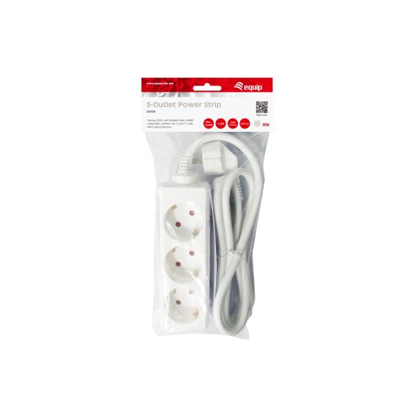 Ausrüstungsausrüstung 245550 Streifen, 3 Auslass (s) Innen-, Typ F, Typ F, 1,5 mm², 1,5 m, weiß