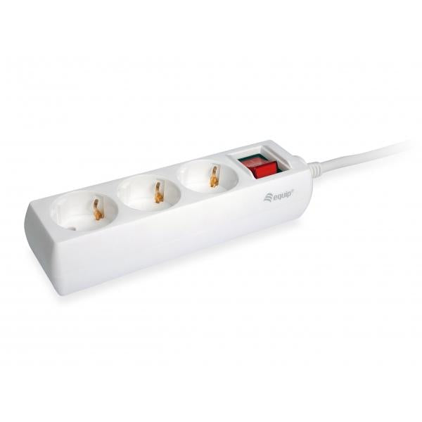 Ausrüstungsausrüstung 245551 3-Outlet-Streifen mit Schalter, 3x-Auslass (s) Innen-, Typ F, 1,5 mm², 1,5 m, weiß