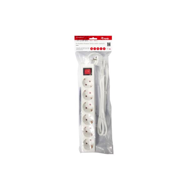 Ausrüstungsausrüstung 245552 6-Outlet-Streifen mit Schalter, 6-facher Auslass (s) Innen-, Typ F, 1,5 mm², 1,5 m