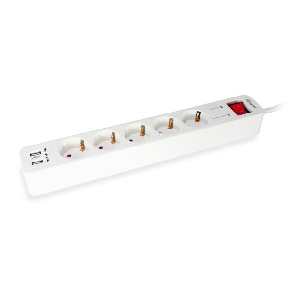Ausrüstungsausrüstung 245554, 5-Outlet-Streifen mit 2x USB, 5x-Auslass (s) Innen-, Typ F, 1,5 mm², 1,8 m