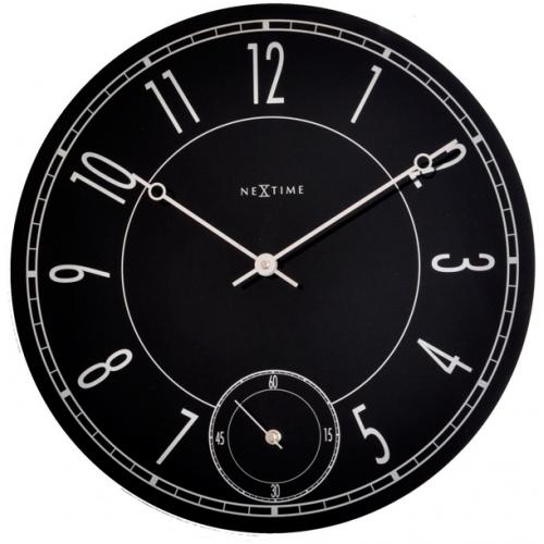 NÄCHSTEMIMMER NOCH NOTHIME KLOK 8144 LEITBRING, Ø43 CM, Wand, schwarzer Silber glänzend