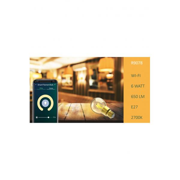WOX WOX R9078 Dimmbarer Fillame LED -Lampe, E27, 6W, 650l, WiFi, Amazon Google, App, App, App