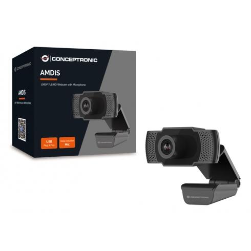 Conceptronic Concepttronic AMDIS01B Full HD -Webcam mit Mikrofon, USB, 2 MP, 1920 x 1080p 30 fps, H.264, 90 °
