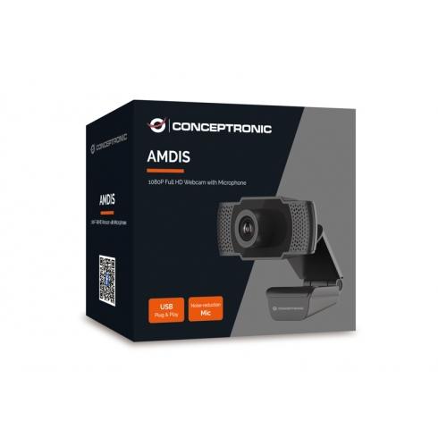 Conceptronic Concepttronic AMDIS01B Full HD -Webcam mit Mikrofon, USB, 2 MP, 1920 x 1080p 30 fps, H.264, 90 °