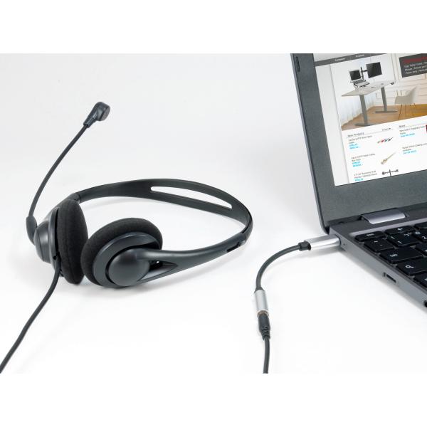 Ausrüstungsausrüstung 133474 USB-C bis 3,5 mm Audio DAC-Adapter, USB-C, 3,5 mm, männliches Weibchen, 0,15 m, Schwarz, Silber