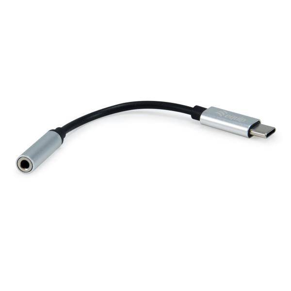 Ausrüstungsausrüstung 133474 USB-C bis 3,5 mm Audio DAC-Adapter, USB-C, 3,5 mm, männliches Weibchen, 0,15 m, Schwarz, Silber